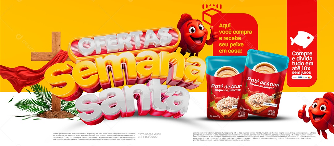 Banner Ofertas Semana Santa Supermercado Social Media PSD Editável