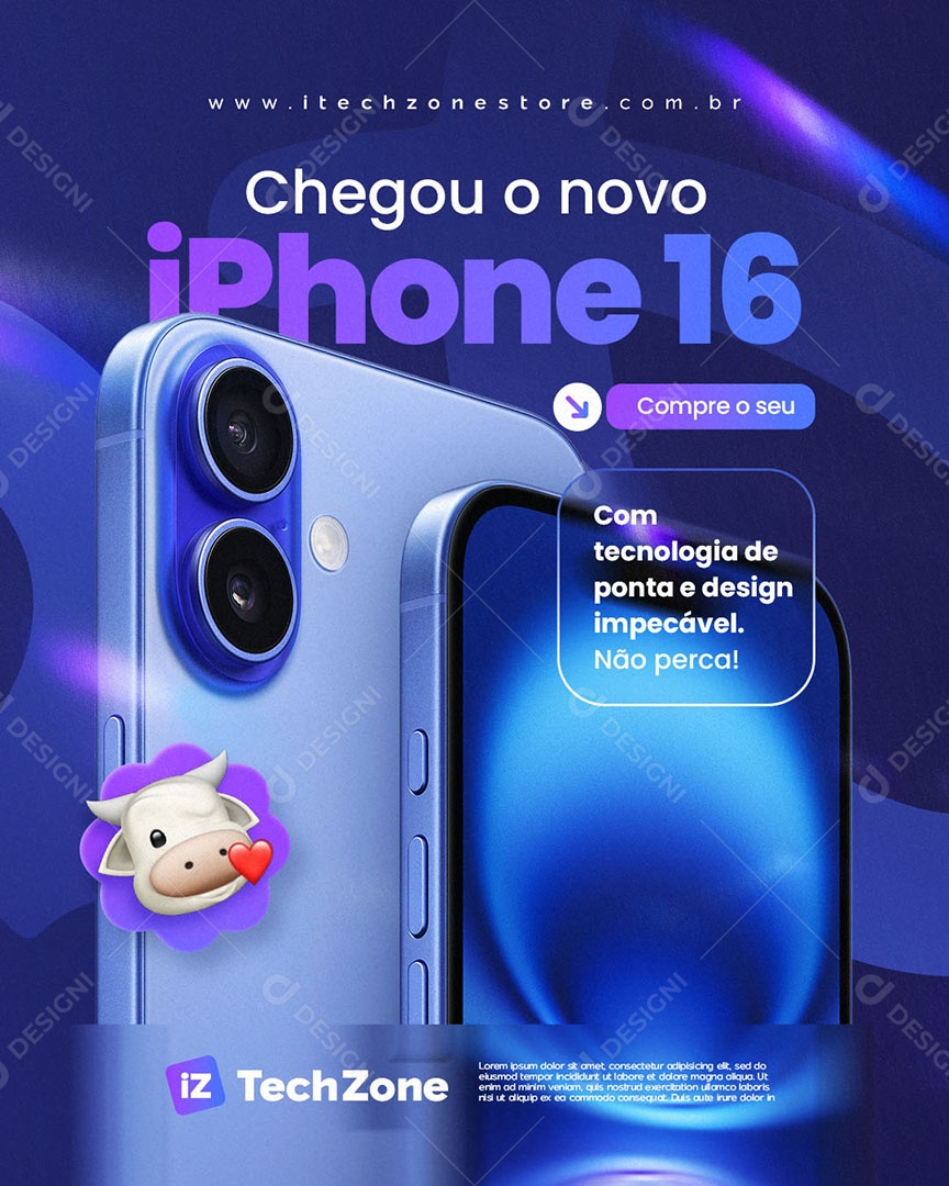 Loja de Celular Chegou o Novo Iphone 16 Social Media PSD Editável