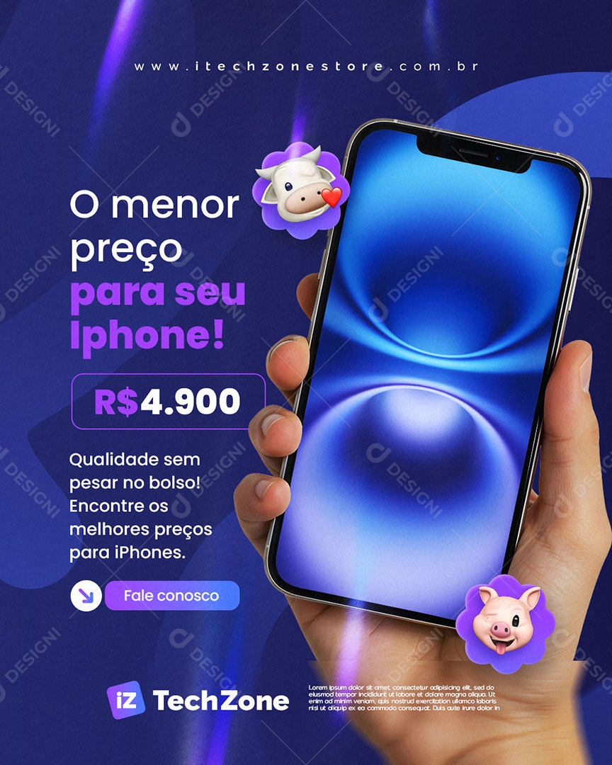 Loja de Celular O Menor Preço para Seu iphone Social Media PSD Editável