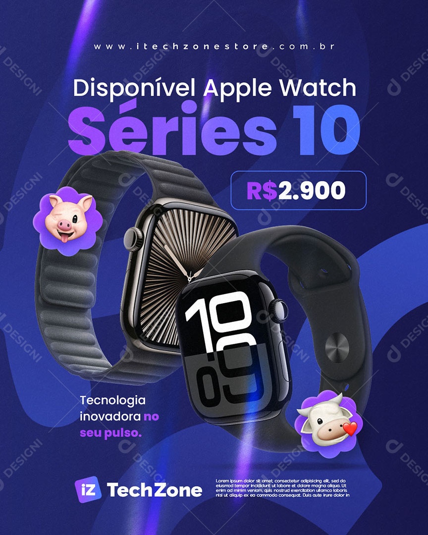 Loja de Celular Disponível Apple Watch Séries Social Media PSD Editável