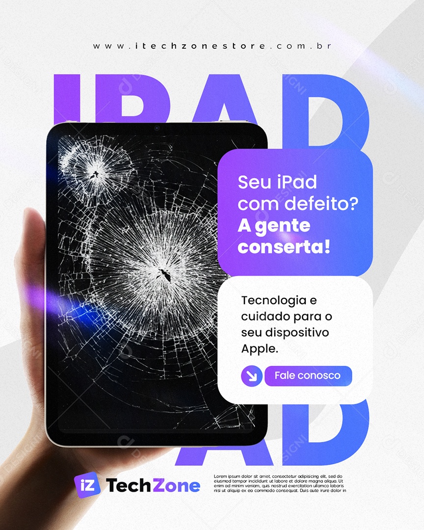 Loja de Celular Seu Ipad com Defeito Social Media PSD Editável