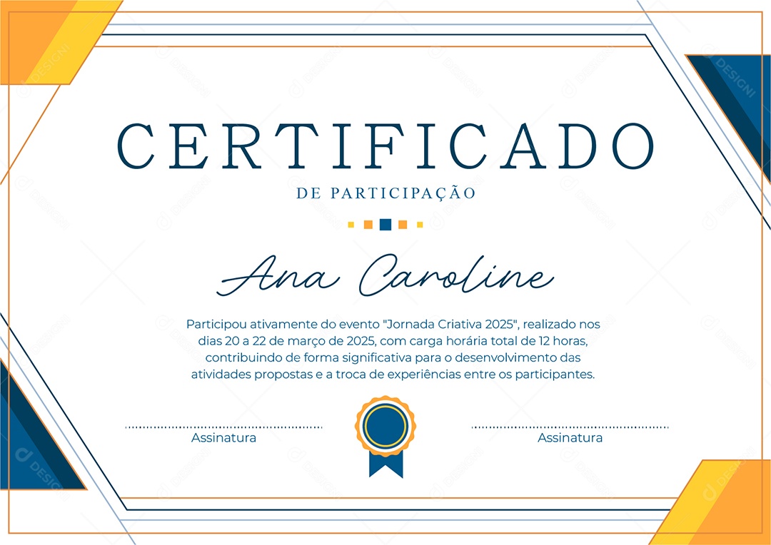 Certificado de Participação Jornada Criativa Vetor AI + EPS Editável