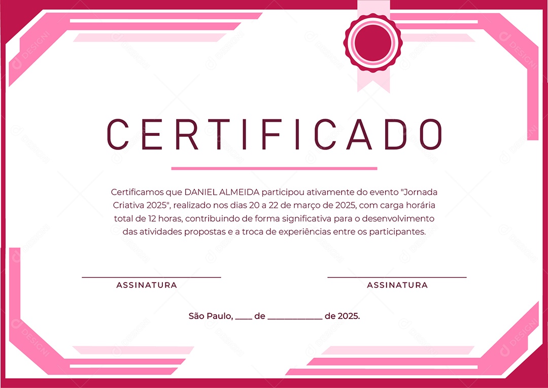 Certificado de Participação Jornada Criativa Vetor AI + EPS Editável