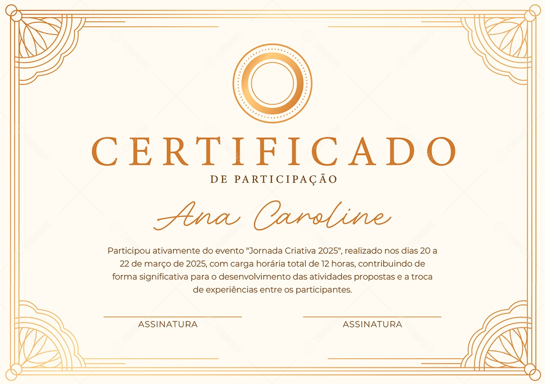 Certificado de Participação Jornada Criativa Vetor AI + EPS Editável