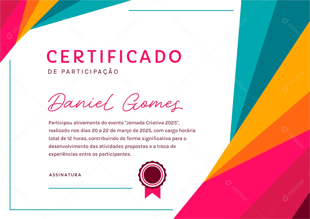 Certificado de Participação Jornada Criativa Vetor AI + EPS Editável