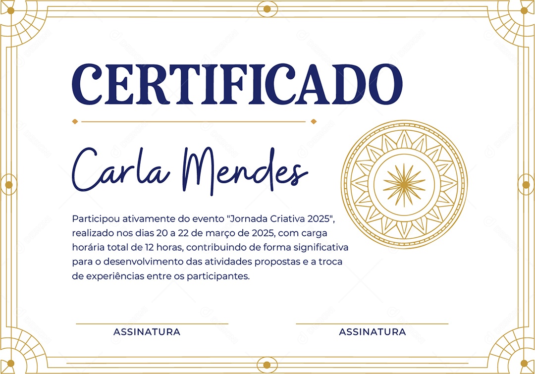 Certificado Jornada Criativa Vetor AI + EPS Editável