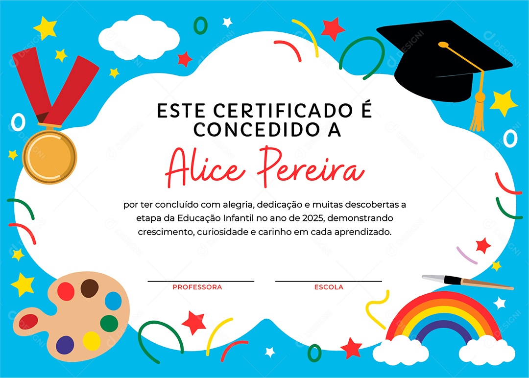 Certificado Educação Infantil Vetor AI + EPS Editável