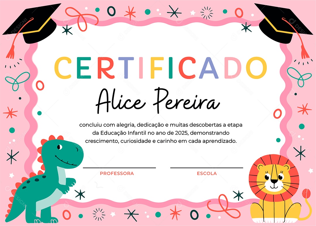 Certificado Educação Infantil Vetor AI + EPS Editável