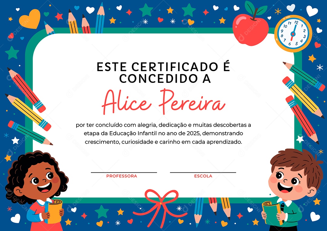 Certificado Educação Infantil Vetor AI + EPS Editável
