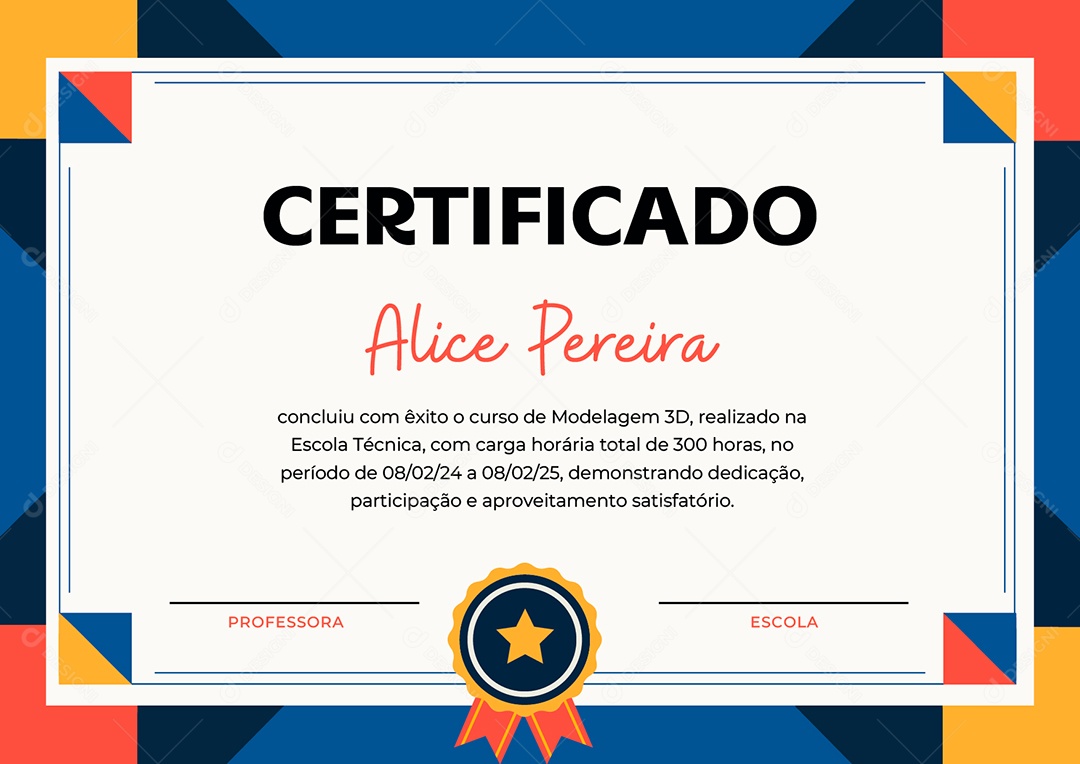 Certificado Curso de Modelagem 3D Vetor AI + EPS Editável