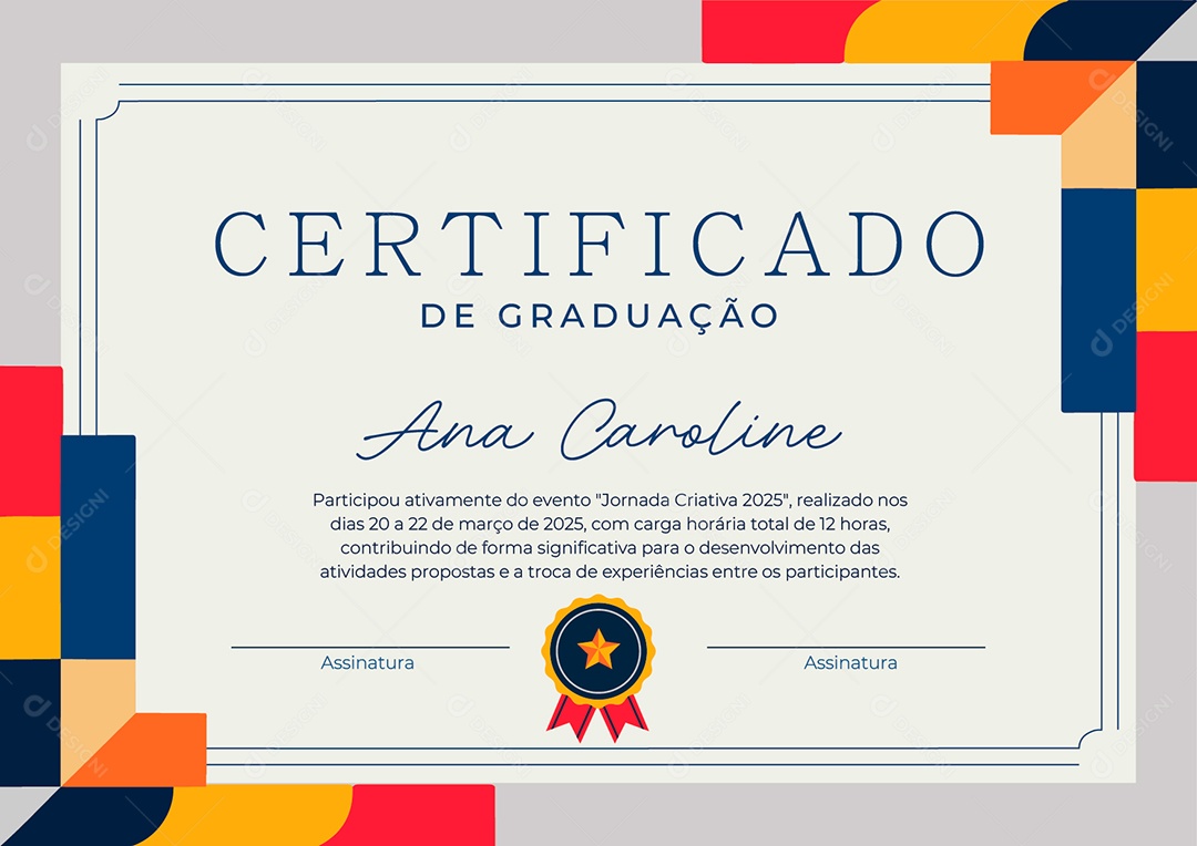 Certificado de Graduação Jornada Criativa Vetor AI + EPS Editável