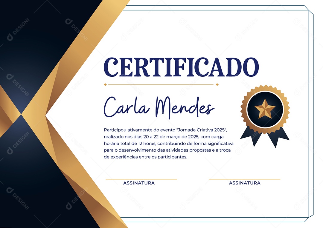 Certificado Jornada Criativa Vetor AI + EPS Editável