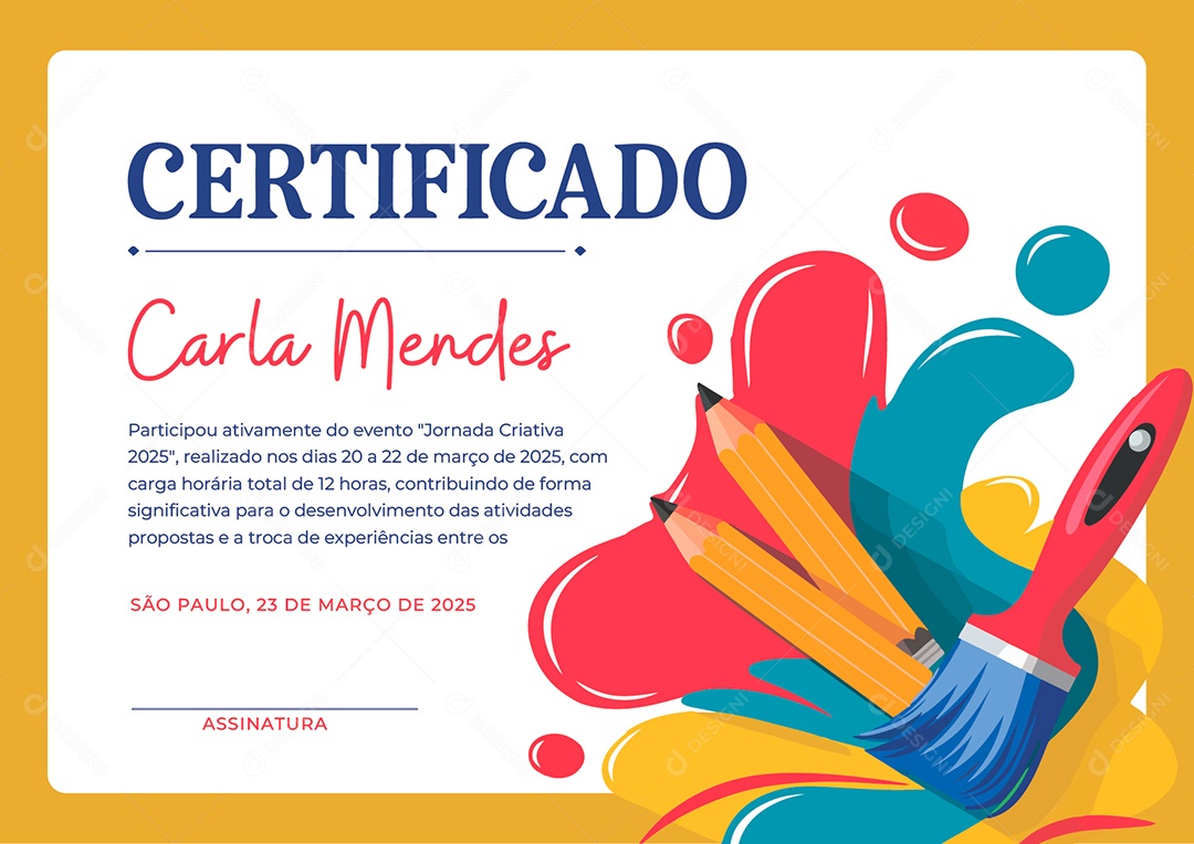 Certificado Jornada Criativa Vetor AI + EPS Editável