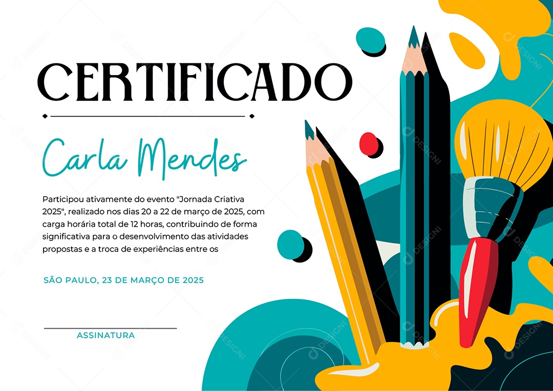 Certificado Jornada Criativa Vetor AI + EPS Editável