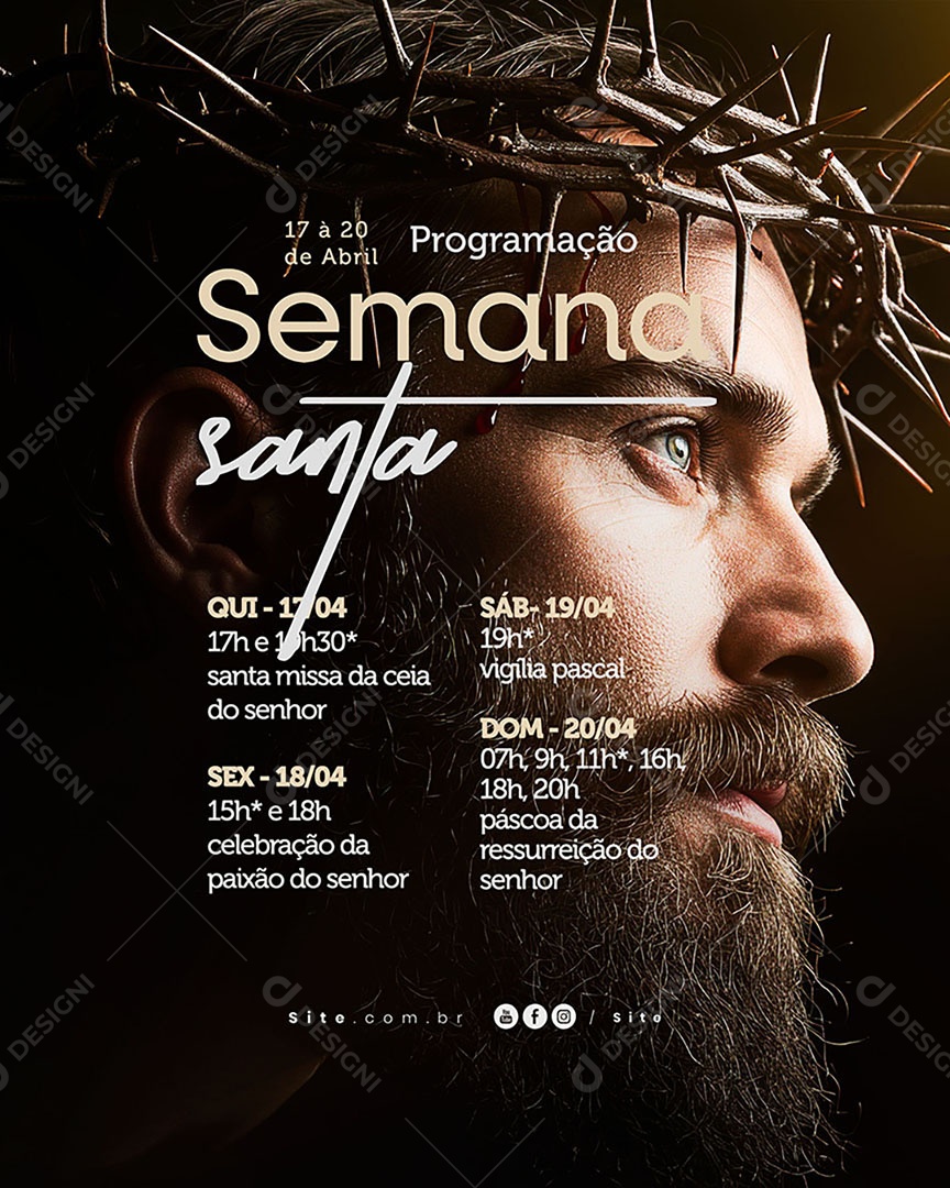 Programação Semana Santa Social Media PSD Editável