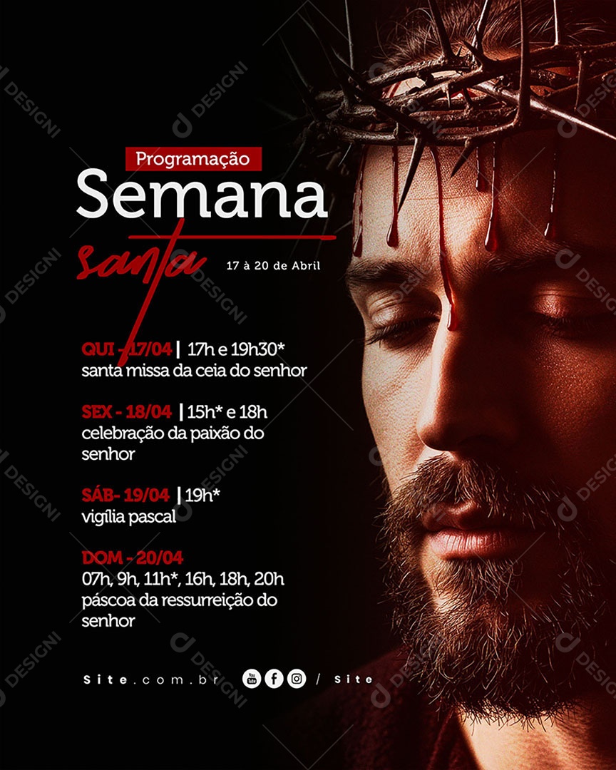 Programação Semana Santa Social Media PSD Editável