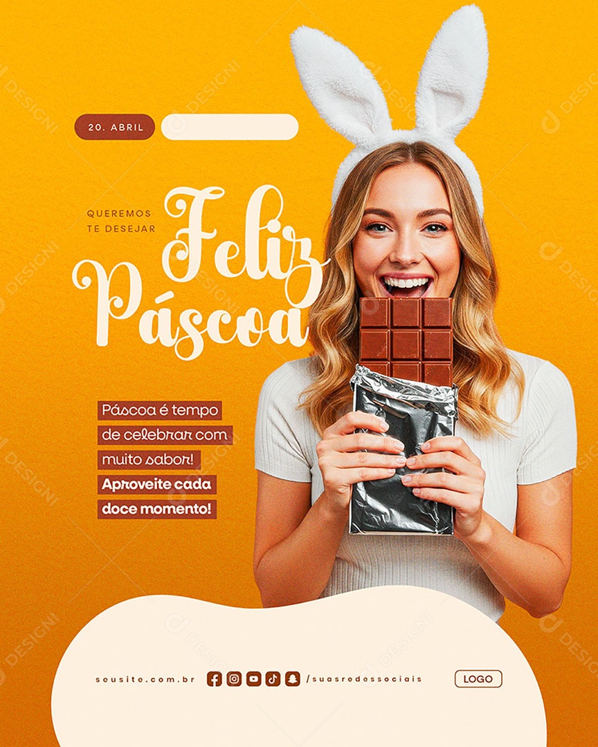 Queremos Te Desejar Feliz Páscoa Social Media PSD Editável