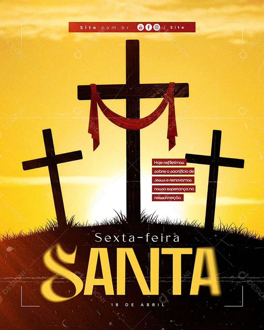 Sexta Feira Santa 18 de Abril Social Media PSD Editável