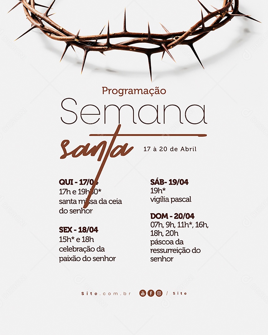 Programação Semana Santa Social Media PSD Editável