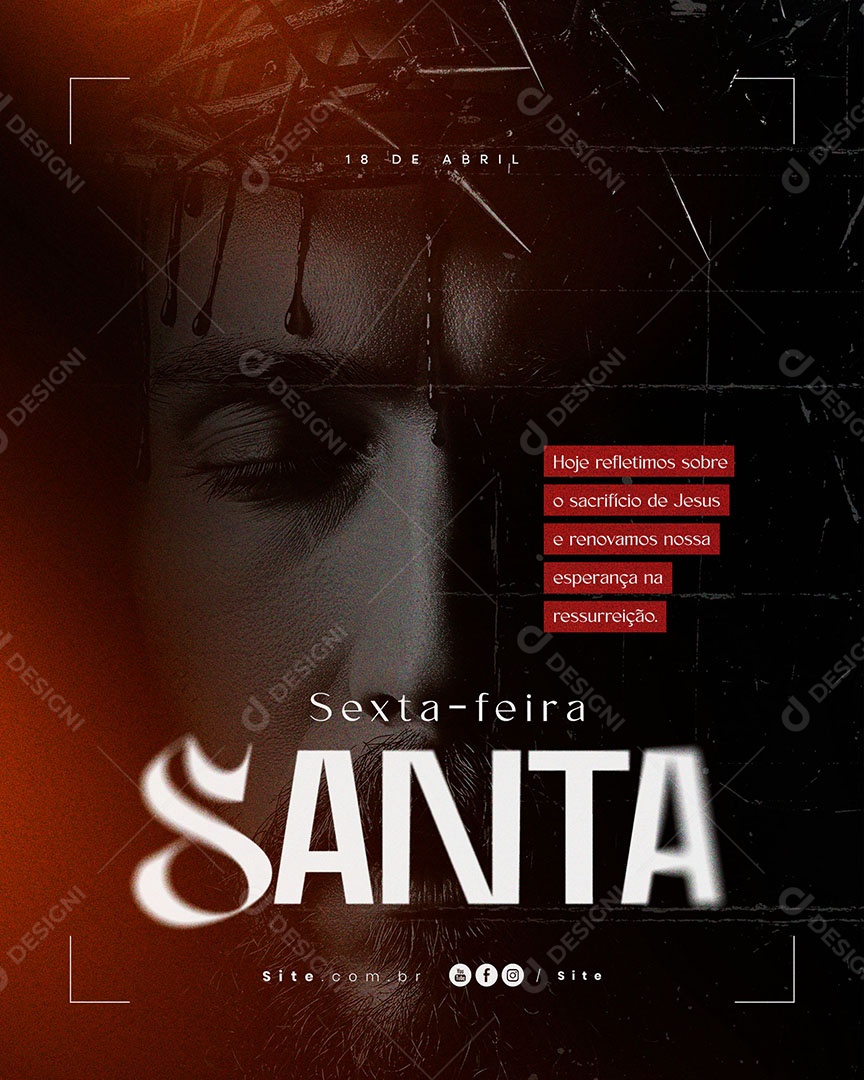 Sexta Feira Santa 18 de Abril Social Media PSD Editável