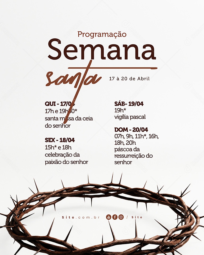 Programação Semana Santa Social Media PSD Editável