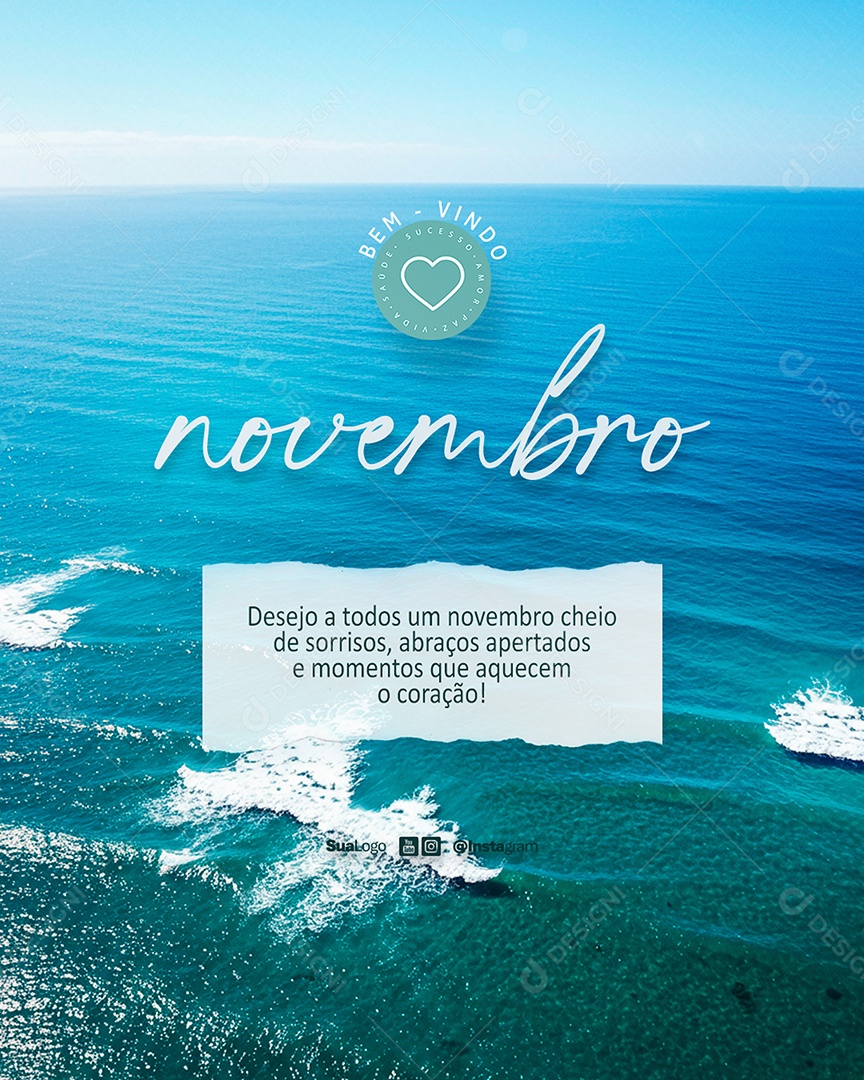 Flyer Bem Vindo Novembro Cheio de Sorrisos Abraços Social Media PSD Editável