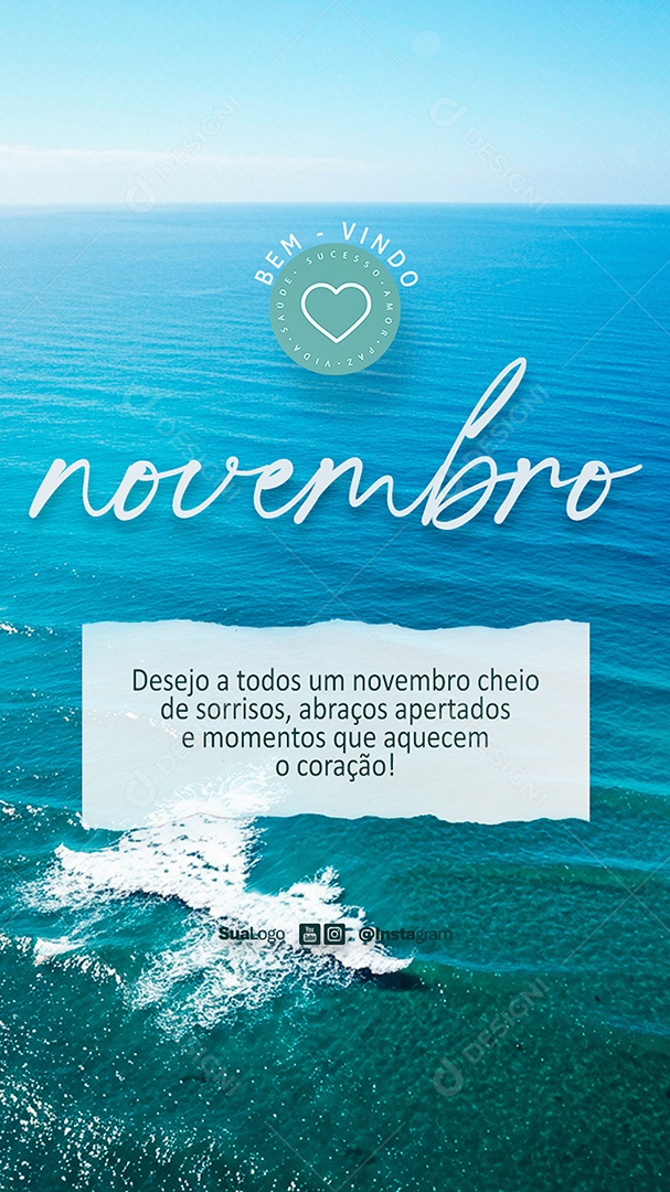 Story Bem Vindo Novembro Cheio de Sorrisos Abraços Social Media PSD Editável