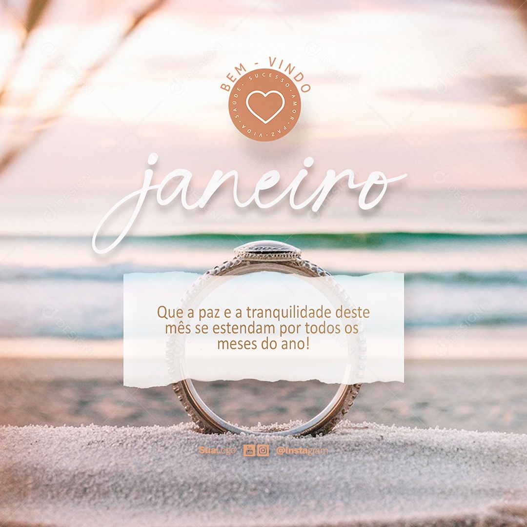 Feed Bem Vindo Janeiro Paz e Tranquilidade Social Media PSD Editável