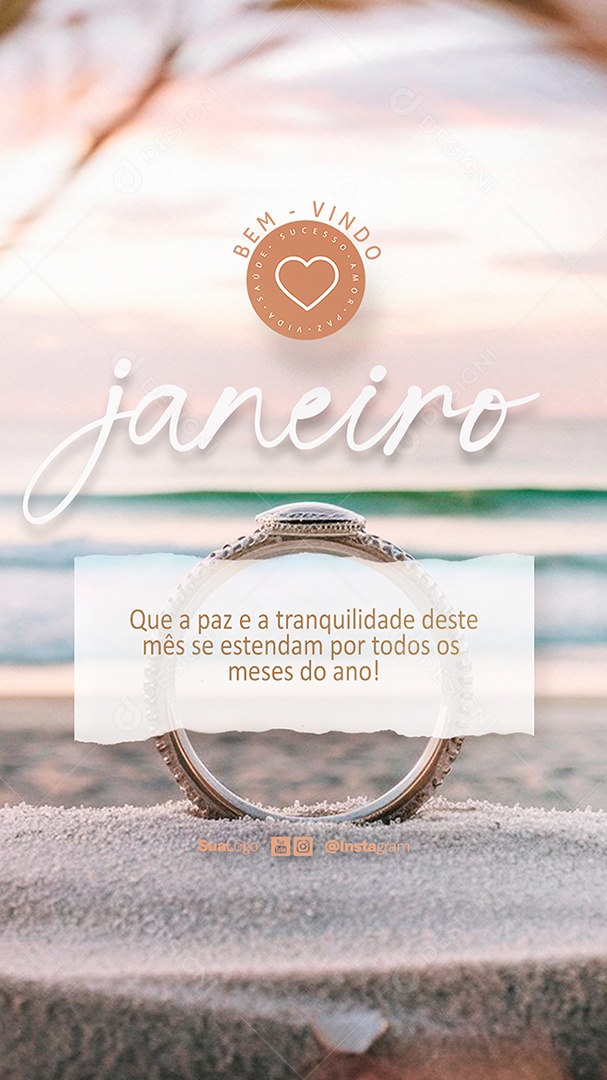 Story Bem Vindo Janeiro Paz e Tranquilidade Social Media PSD Editável