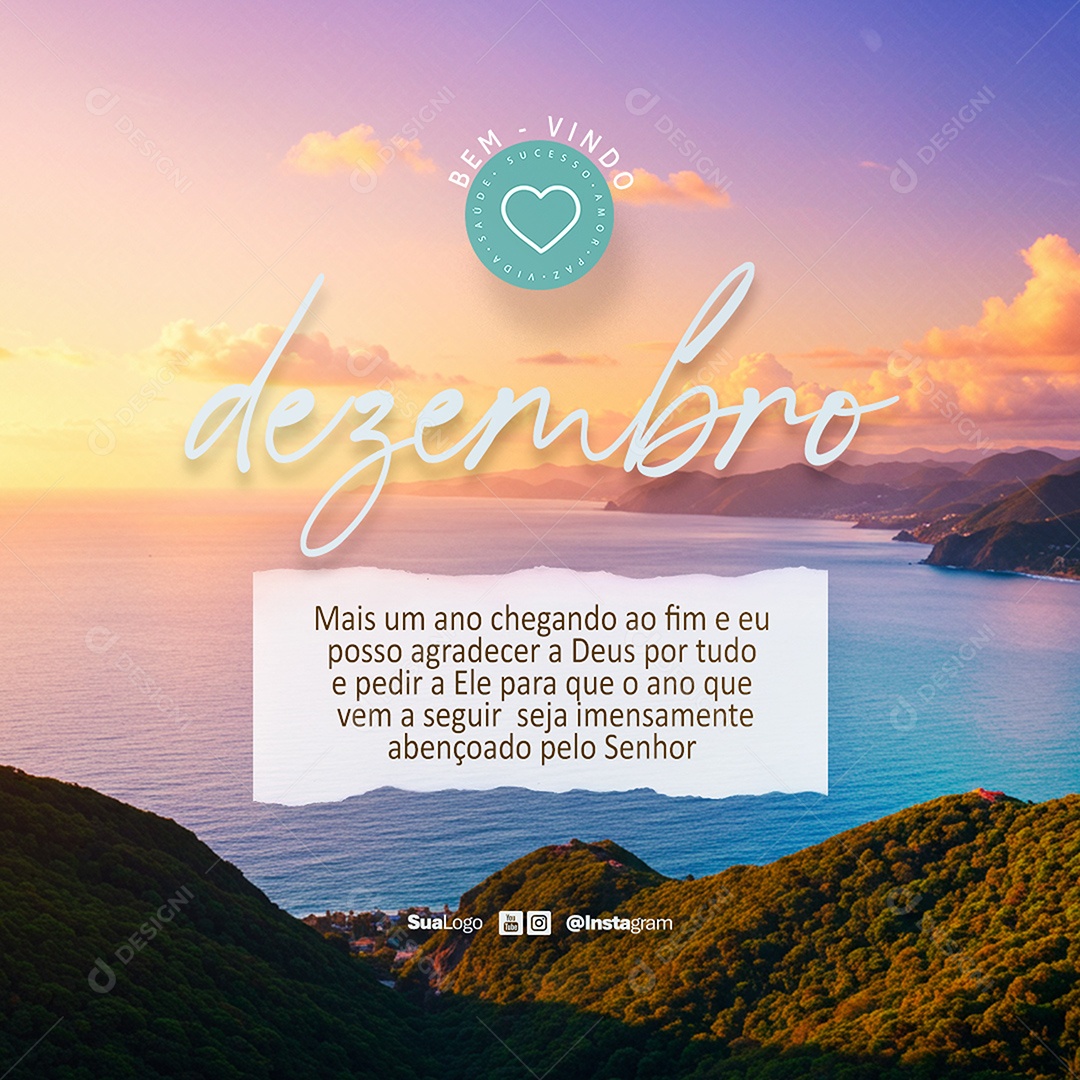 Feed Bem Vindo Dezembro Mais um Ano Chegando ao Fim Social Media PSD Editável
