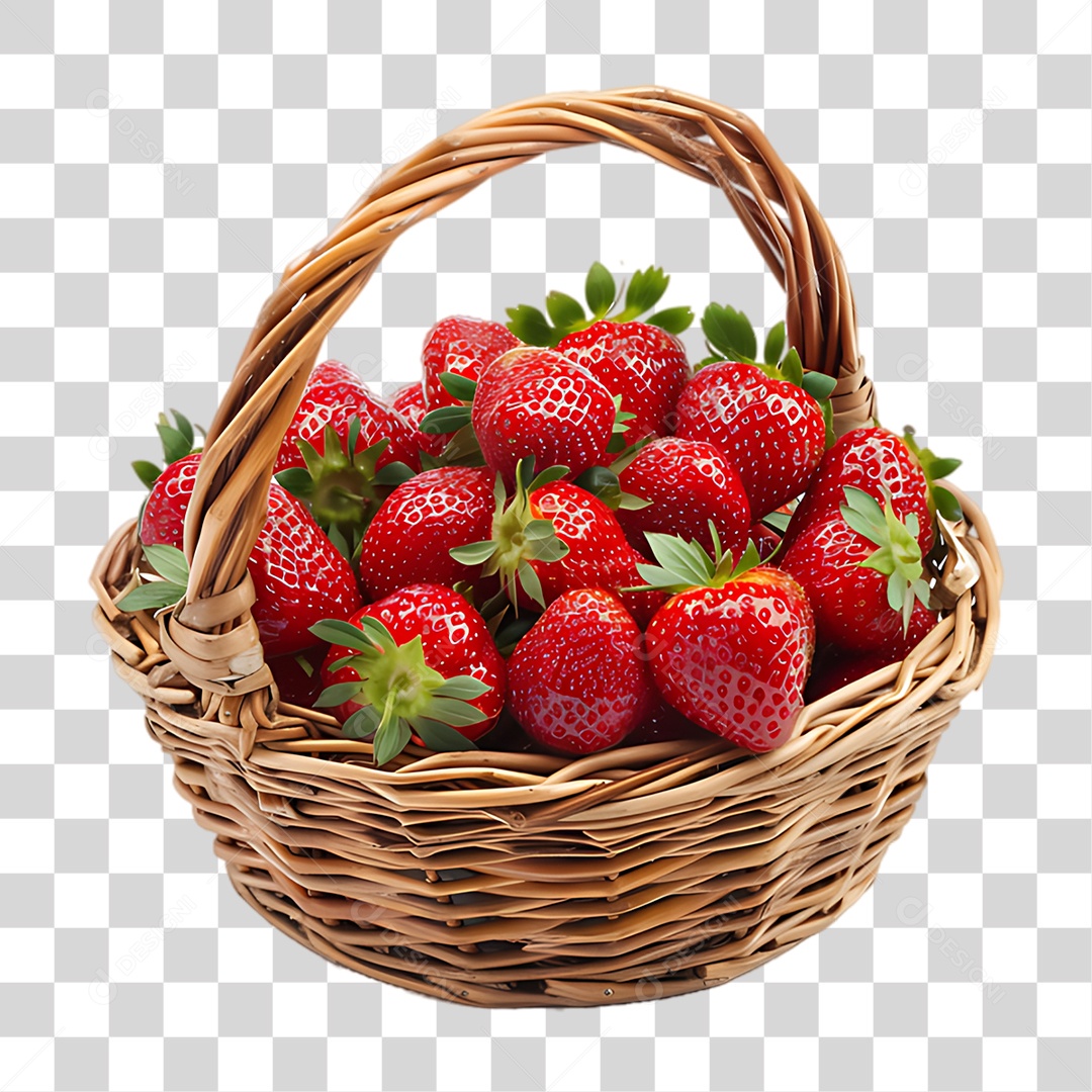 Cesta de Morango PNG Transparente