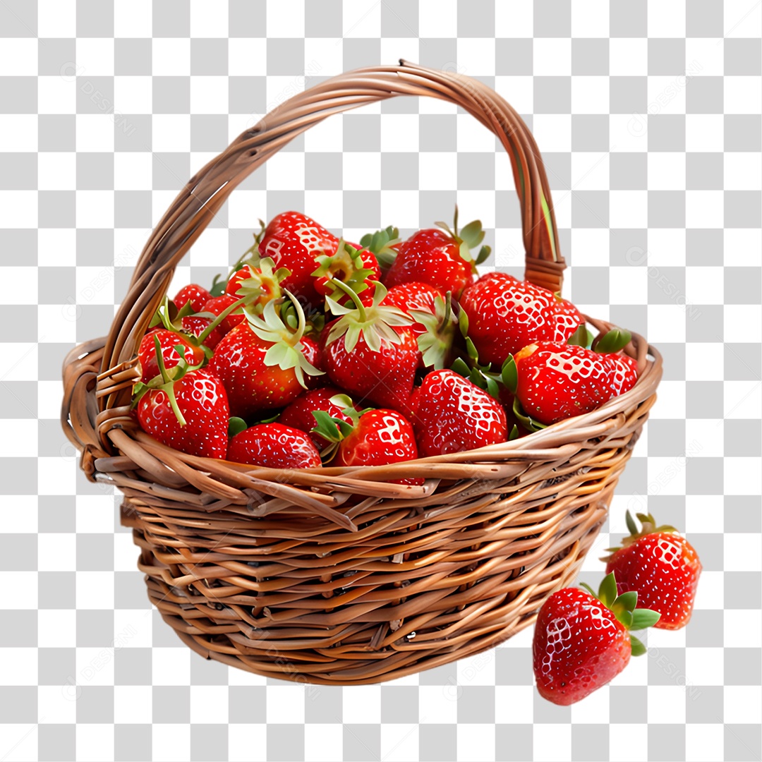 Cesta de Morango PNG Transparente