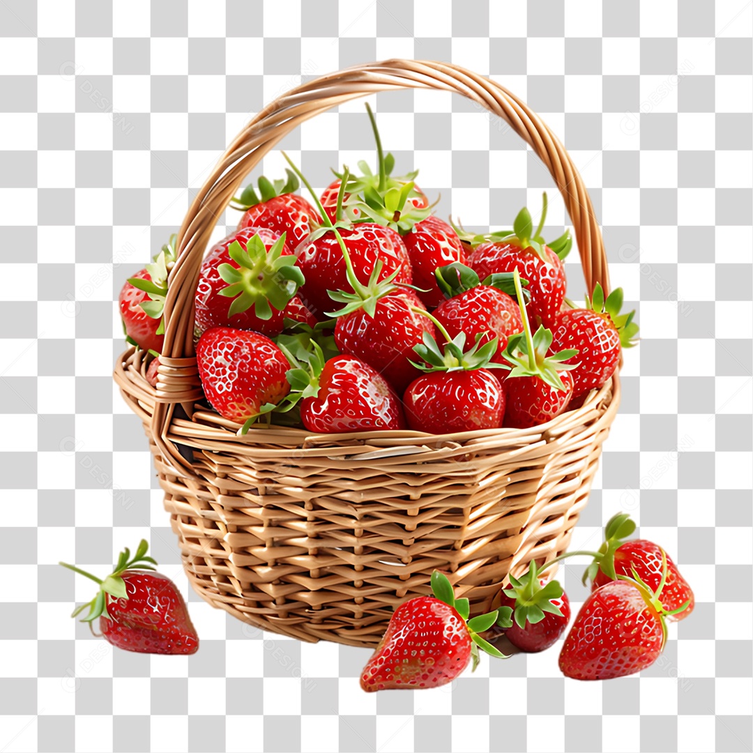 Cesta de Morango PNG Transparente