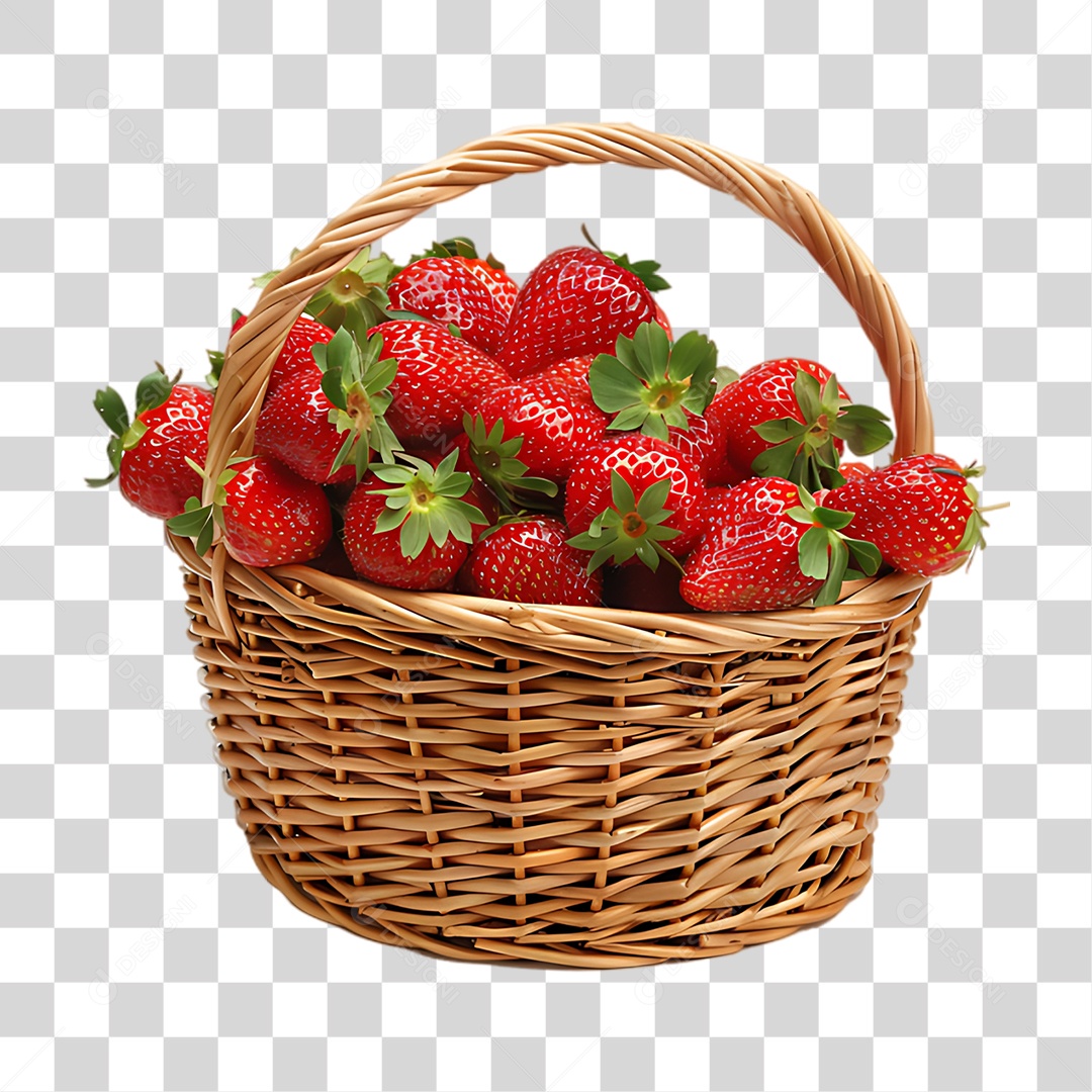 Cesta de Morango PNG Transparente