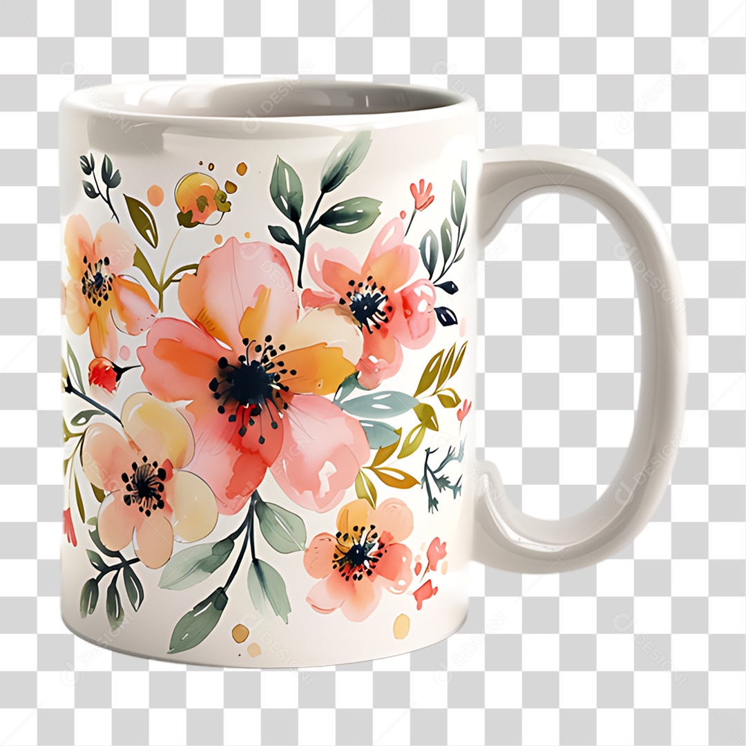 Caneca Florida PNG Transparente