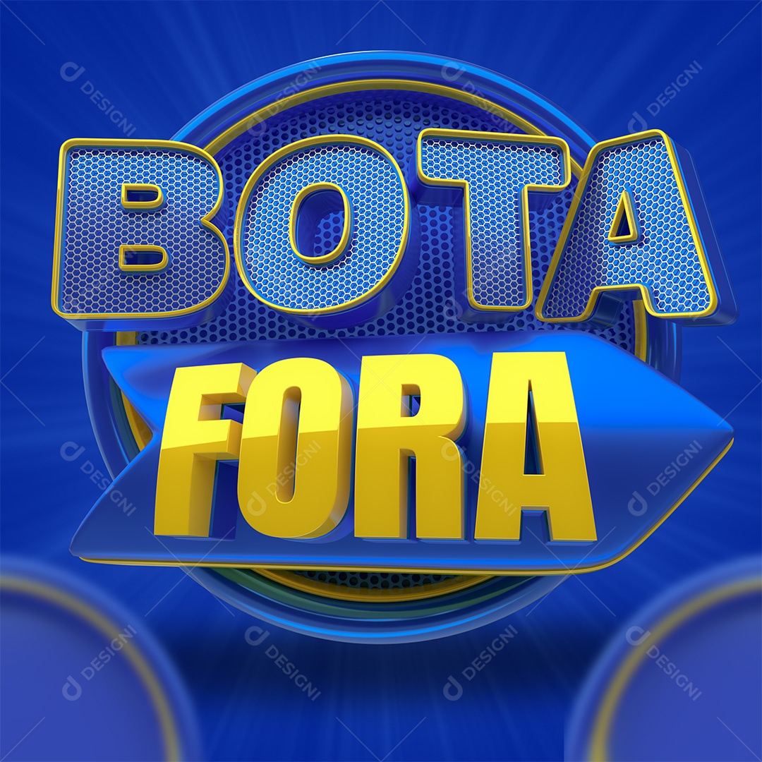 Bota Fora Selo 3D Azul e Amarelo para Composição PSD