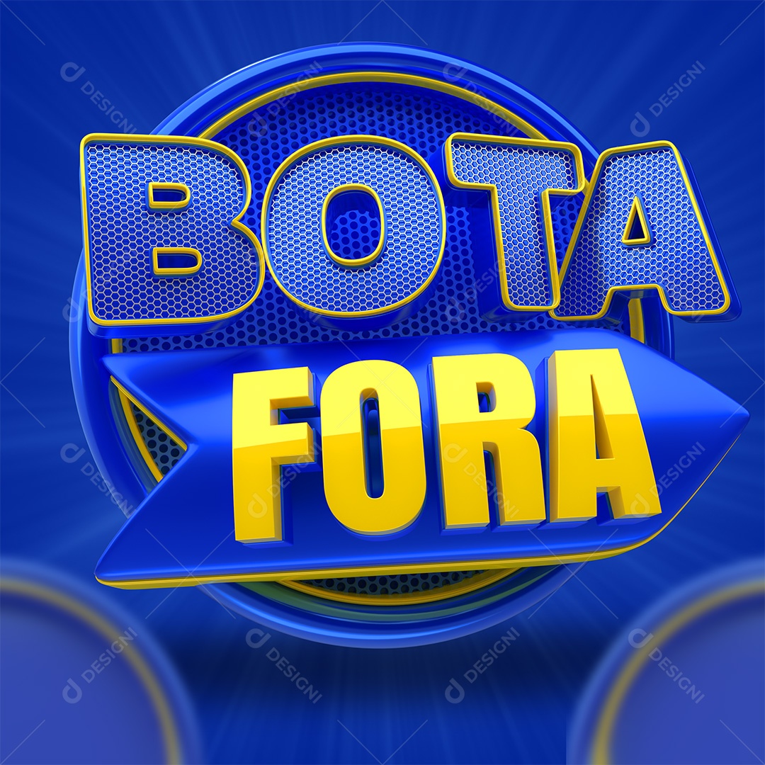 Bota Fora Selo 3D Azul e Amarelo para Composição PSD