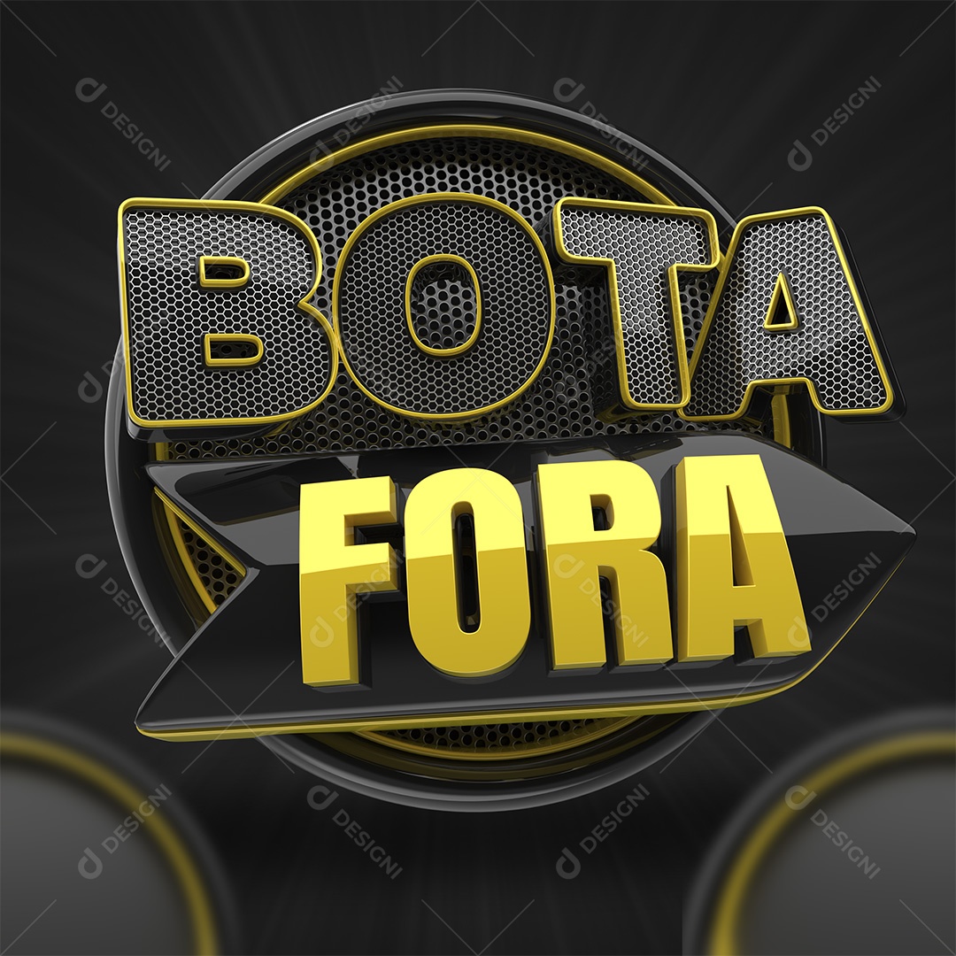 Bota Fora Selo 3D Amarelo e Preto para Composição PSD