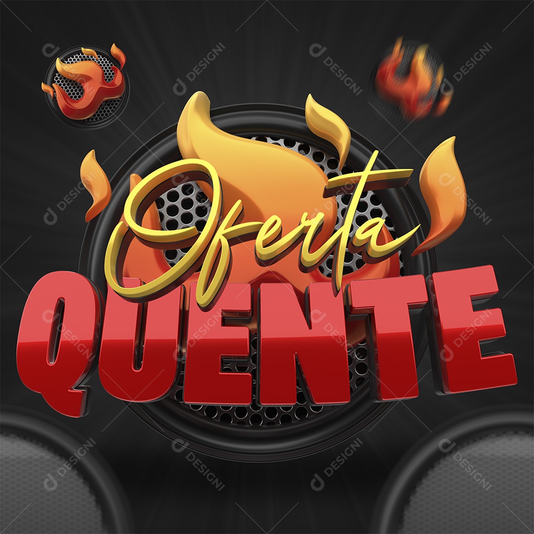 Oferta Quente Selo 3D Dourado e Vermelho para Composição PSD