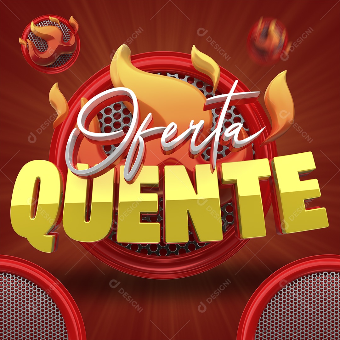 Oferta Quente Selo 3D Branco e Dourado para Composição PSD