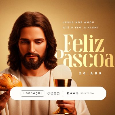 Feliz Páscoa 20 de Abril Social Media PSD Editável