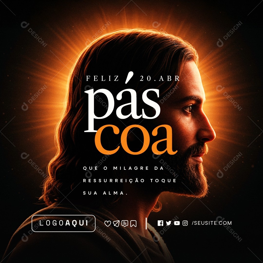 Feliz Páscoa 20 de Abril Social Media PSD Editável