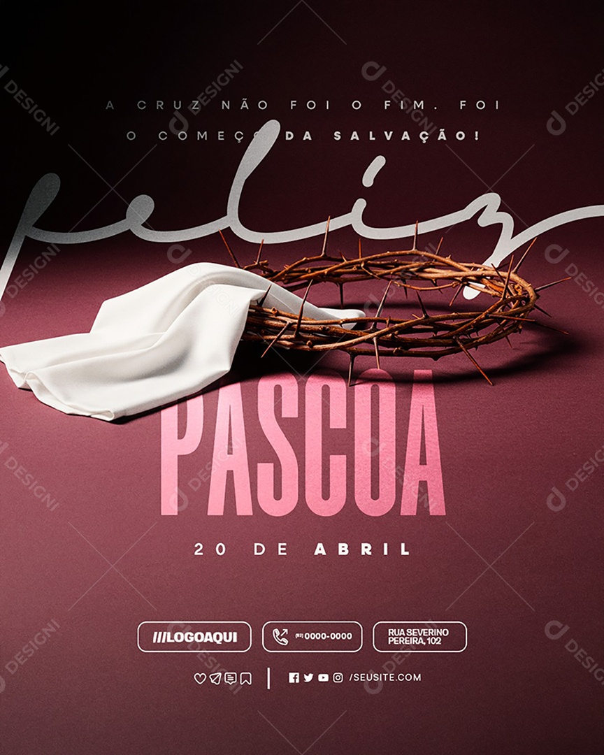 Feliz Páscoa 20 de Abril A Cruz Não Foi o FIm Social Media PSD Editável