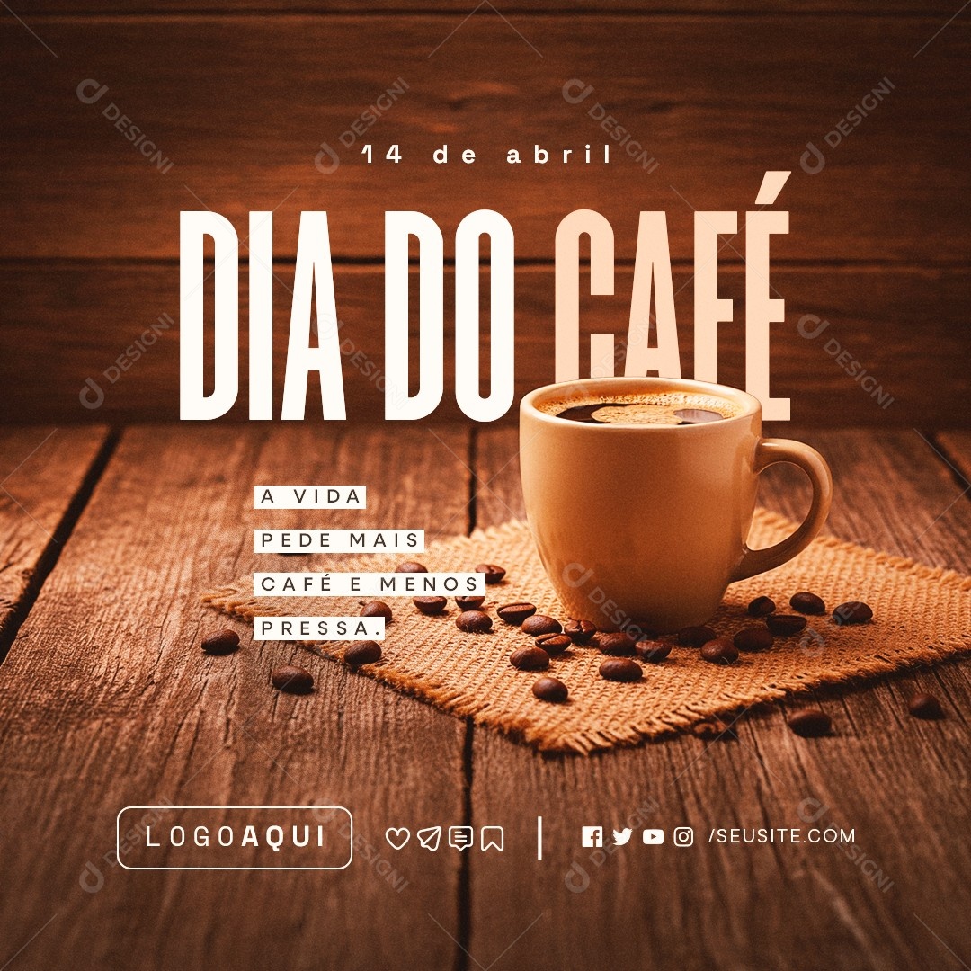 Dia do Café 14 de Abril Social Media PSD Editável