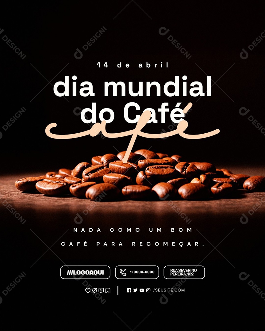 Dia Mundial do Café 14 de Abril Social Media PSD Editável
