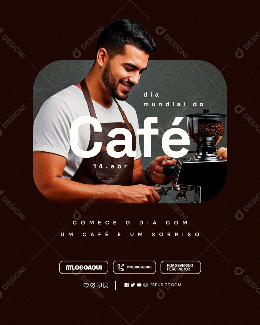 Dia Mundial do Café 14 de Abril Social Media PSD Editável