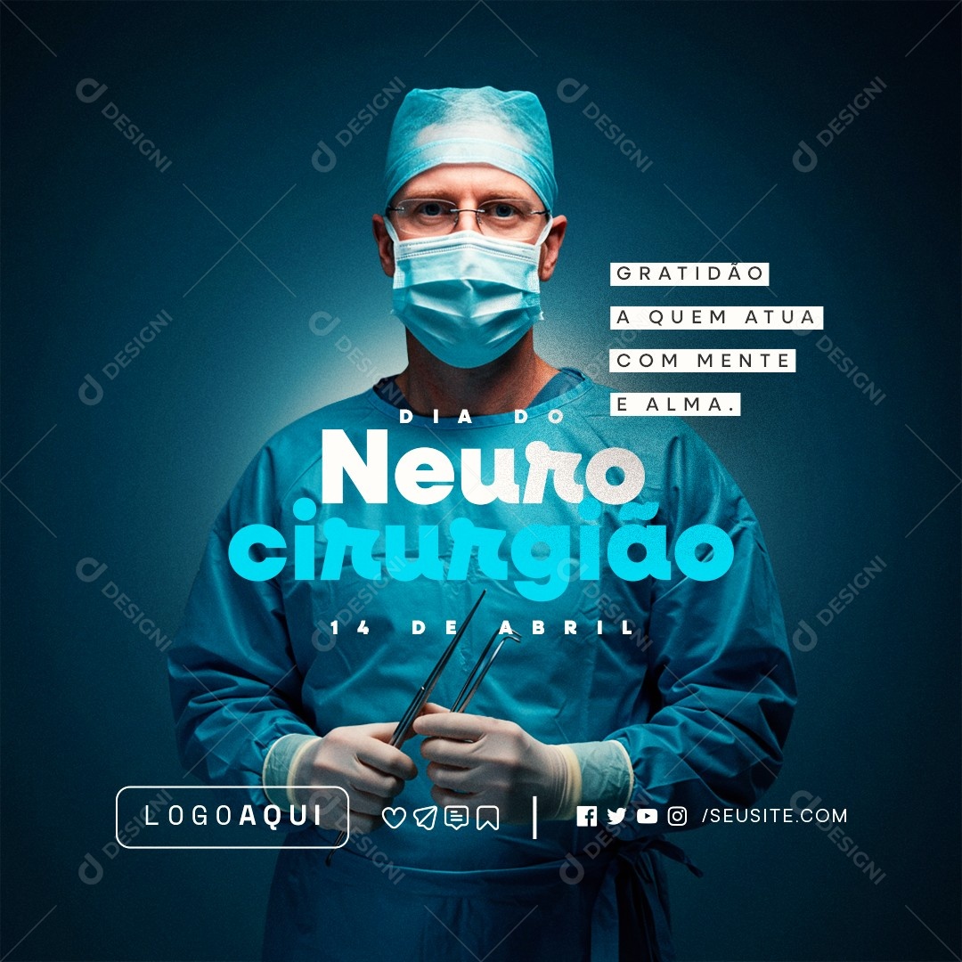 Dia do Neurocirurgião 14 de Abril Social Media PSD Editável
