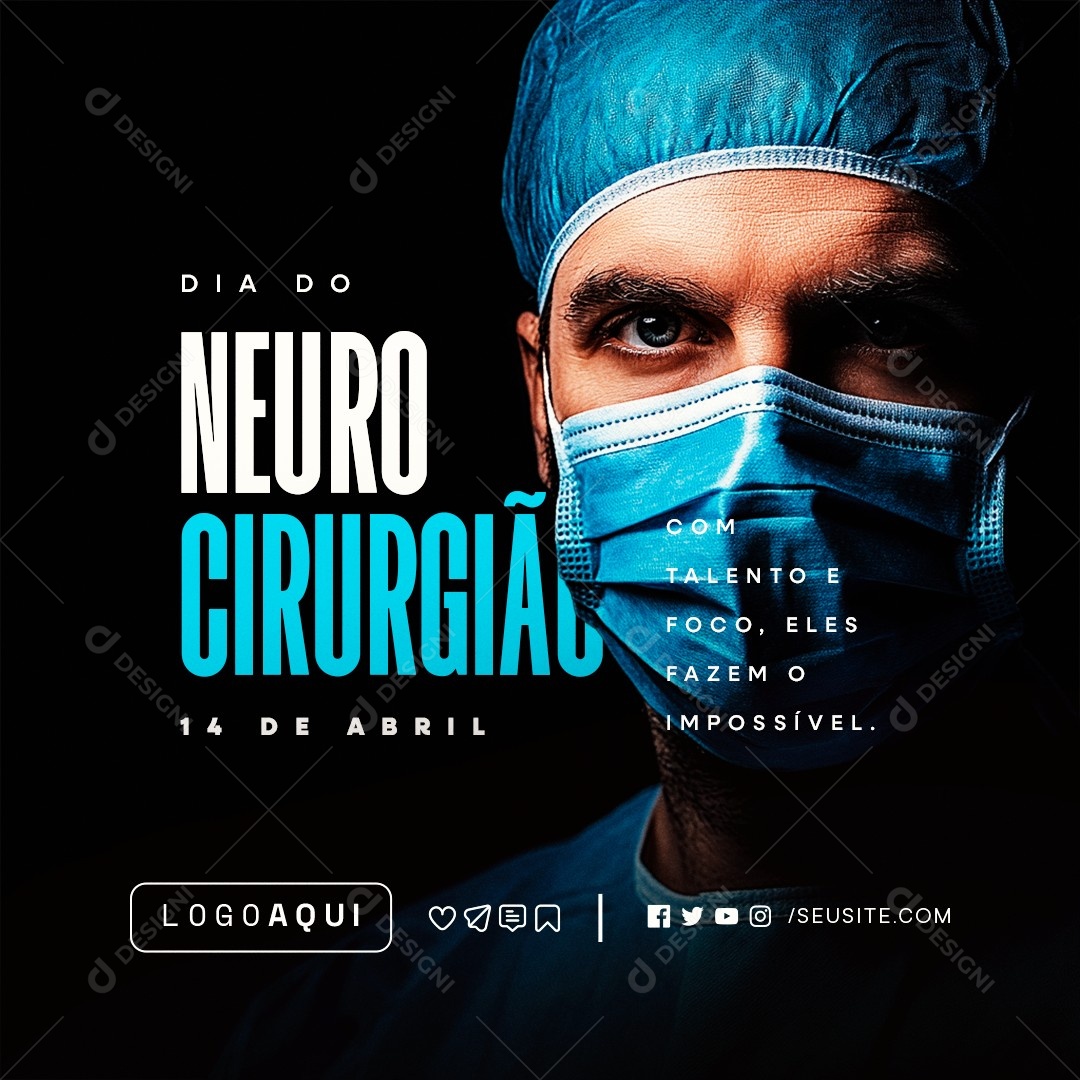 Dia do Neurocirurgião 14 de Abril Social Media PSD Editável