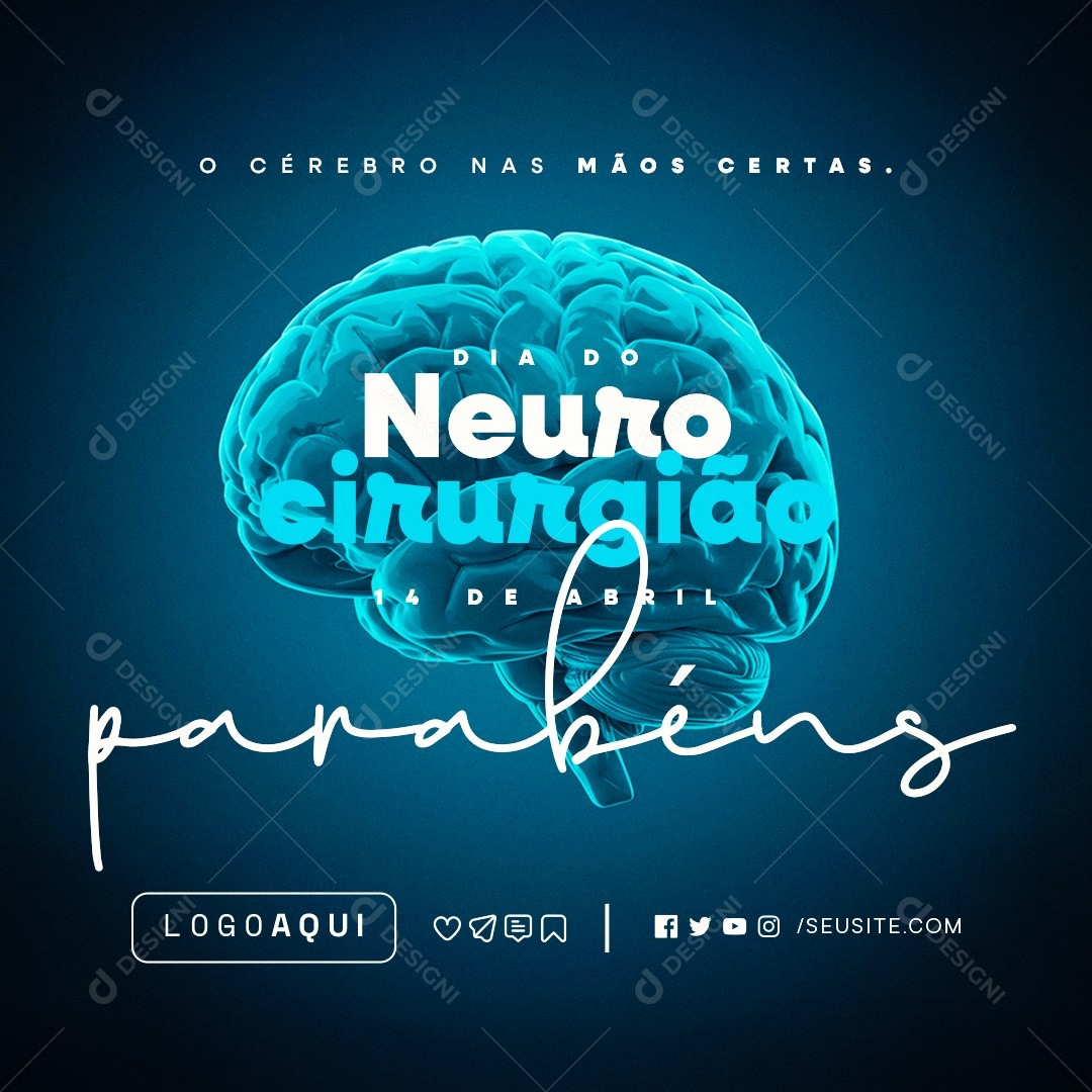 Dia do Neurocirurgião 14 de Abril Parabéns Social Media PSD Editável
