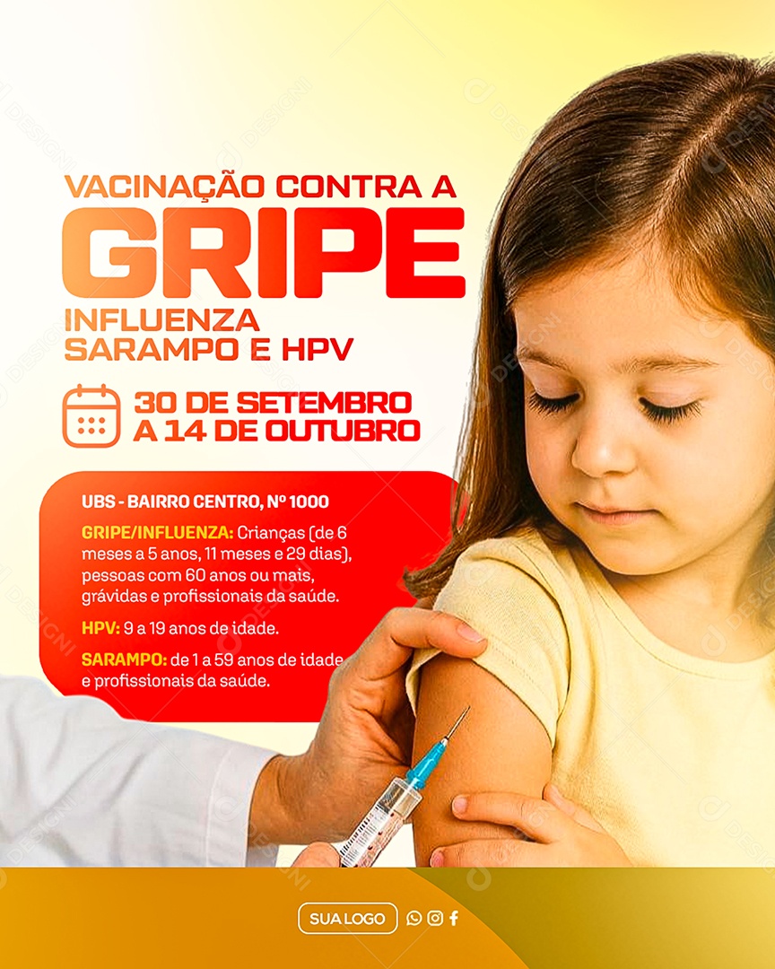 Campanha de Vacinação Social Media PSD Editável